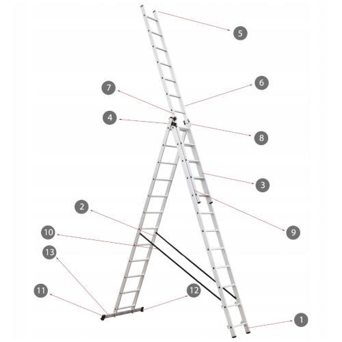 Échelle robuste en aluminium 3x12 8m universelle